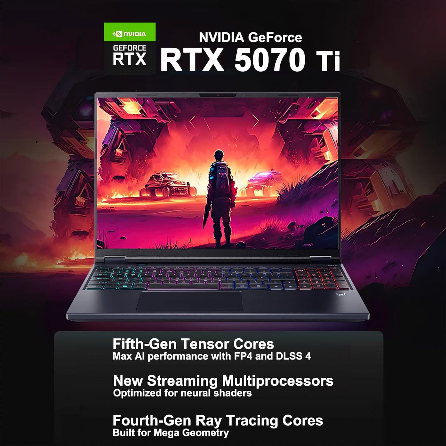 Acer Predator Helios Neo 16 AI Gaming Laptop de 16 pulgadas 2560x1600 IPS 240Hz (100% DCI-P3) Intel 24-core Ultra 9 275HX 32GB RAM 1TB SSD GeForce RTX 5070 Ti (hasta 992 AI Tops) Win11Pro ICP Hub con