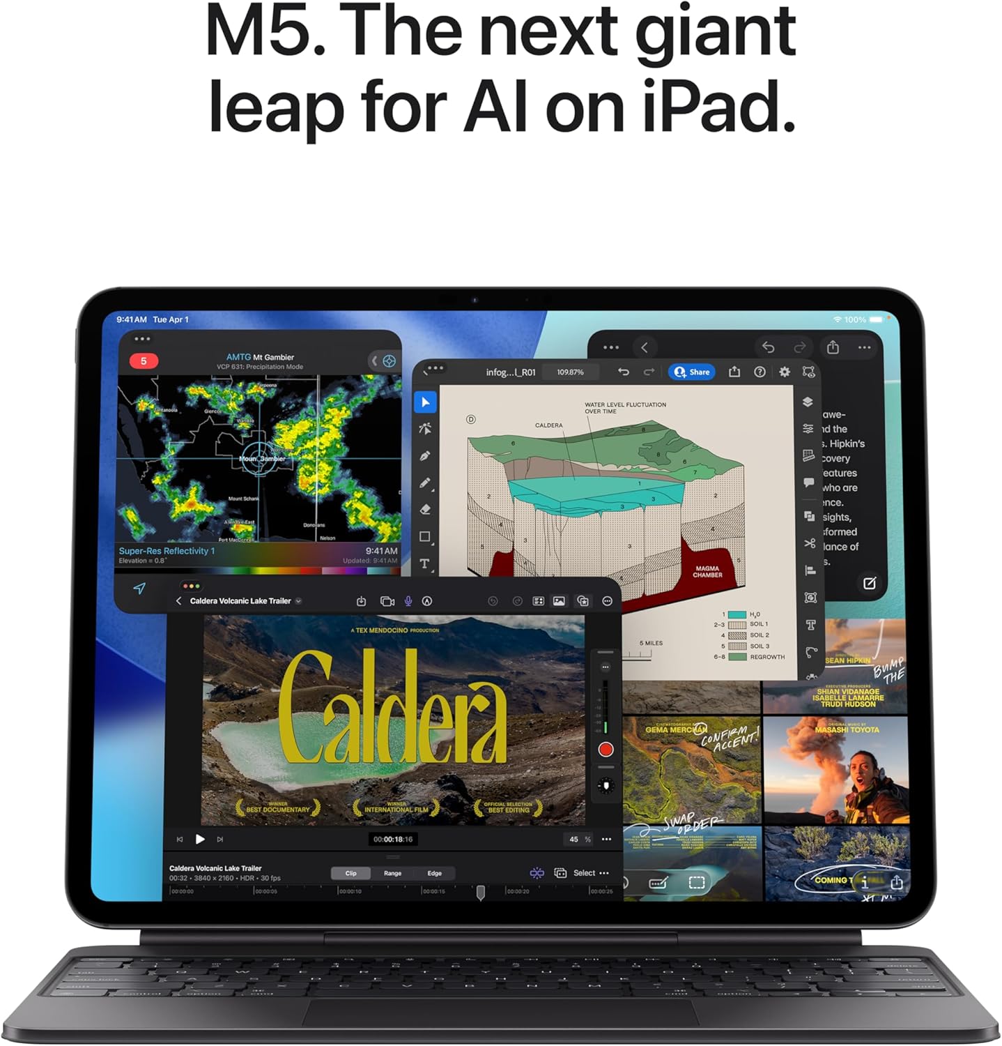 Apple iPad Pro de 11 pulgadas (M5): pantalla Ultra Retina XDR, cámara frontal horizontal de 12 MP/cámara trasera de 12 MP, escáner LiDAR, Wi-Fi 7 con Apple N1, Face ID, duración de la batería